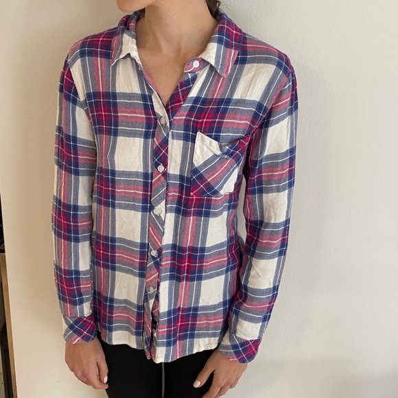 RAILS White Pink L/S Button Down Plaid Shirt Sz XS - Picture 1 of 2
